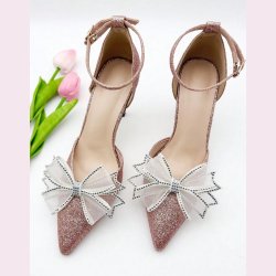 Hvide sljfer med perler til sko