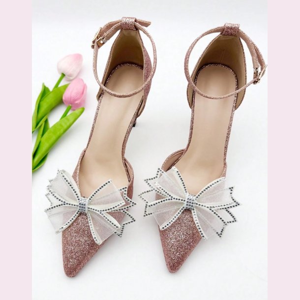 Hvide sljfer med perler til sko