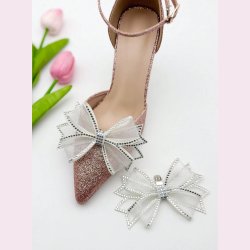 Hvide sljfer med perler til sko